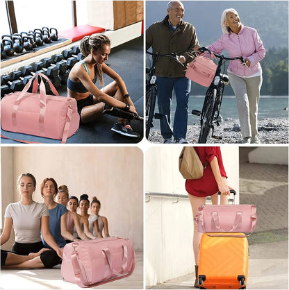 30L Gym Bag Womens Mens with Shoes Compartment and Wet Pocket,Travel Duffel Bag for Women for Plane,Sport Gym Tote Bags Swimming Yoga,Waterproof Weekend Overnight Bag Carry on Bag Hospital Holdalls